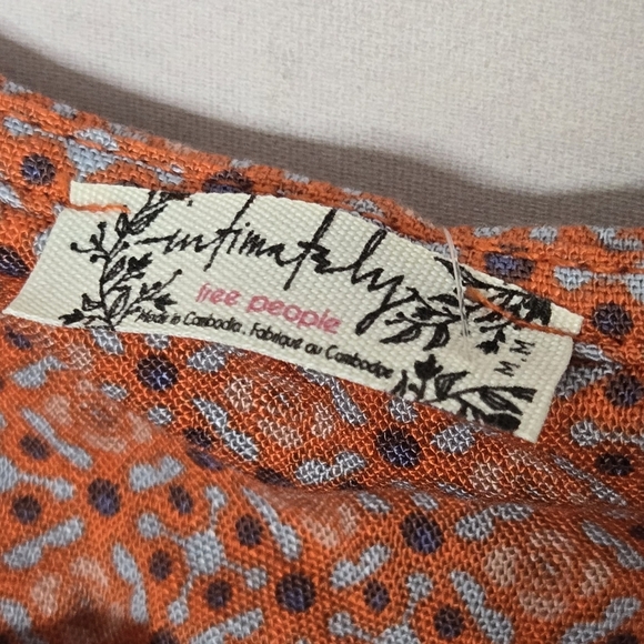 Free People Intimately Lucky Now Brami Off Shoulder Crop Top Vermilion Sz M - Picture 2 of 5